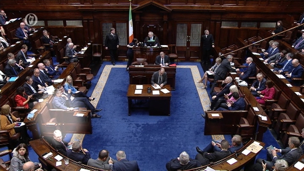 A vote being cast in the Dáil chamber