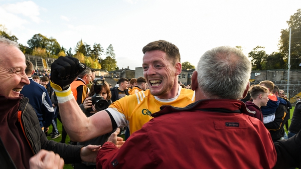 Conor McManus celebrates after Clontibret dispatched Scotstown