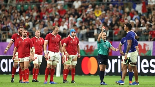 Referee Jaco Peyper appears to mock elbow-throwing Frenchman he sent off Referee Jaco Peyper appears to mock elbow-throwing Frenchman he sent off