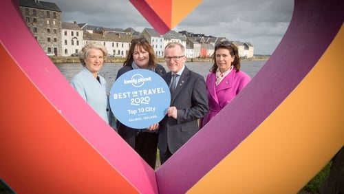 Bridgette Brew, Galway 2020; Nóirín Hegarty, VP Digital Content, Lonely Planet; Niall Gibbons, CEO of Tourism Ireland; and Patricia Philbin, CEO of Galway 2020, at the Lonely Planet announcement Bridgette Brew, Galway 2020; Nóirín Hegarty, VP Digital Content, Lonely Planet; Niall Gibbons, CEO of Tourism Ireland; and Patricia Philbin, CEO of Galway 2020, at the Lonely Planet announcement