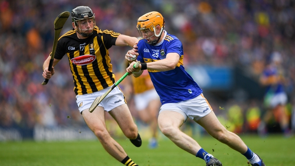 Donagh Maher of Tipperary in action against Conor Delaney of Kilkenny