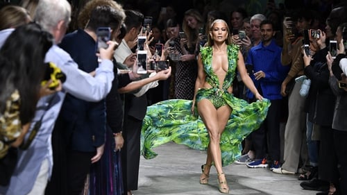 Keep on dancing: Jennifer Lopez works the runway at the Versace fashion show during the Milan Fashion Week. Photo: Victor Virgile/Gamma-Rapho via Getty Images