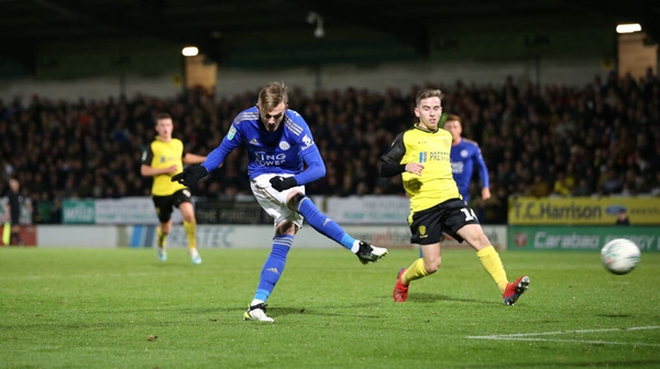 James Maddison scores Leicester City's third goal of the game