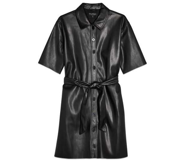 Miss Selfridge Black PU Shirt Dress
