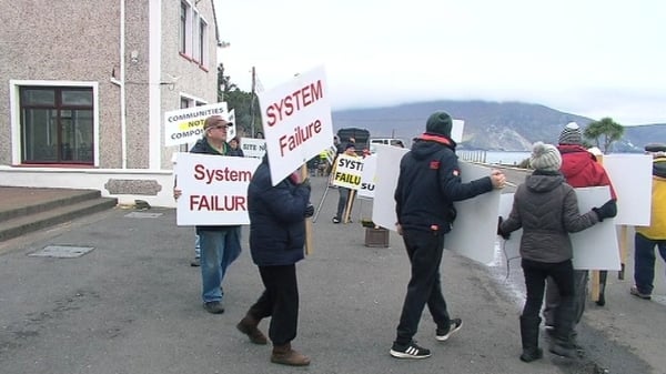 The 'vigil' outside the Achill Head Hotel over emergency accommodation for asylum seekers (file pic)