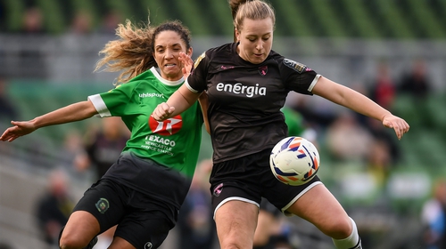 Lauren Kelly of Wexford Youths and Louise Corrigan of Peamount United