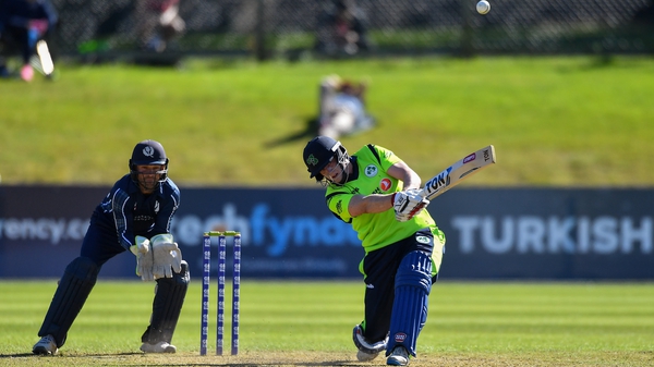 Kevin O'Brien batting for Ireland against Scotland in September