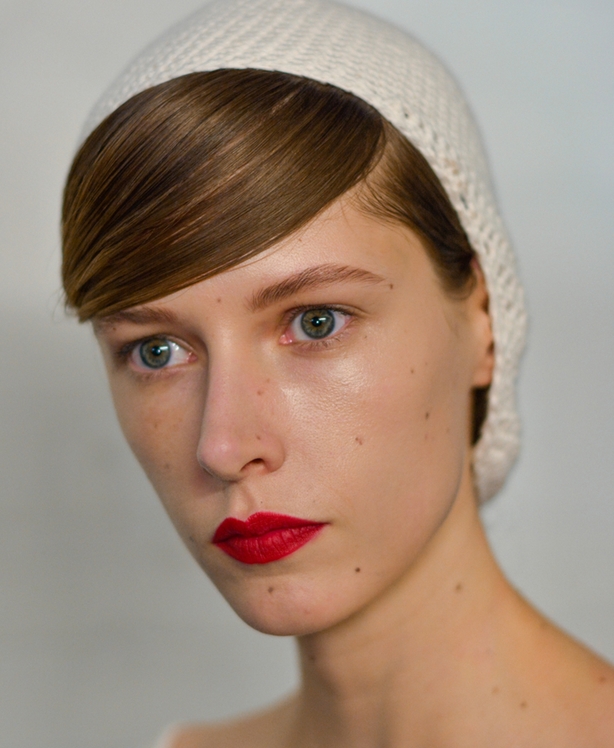 model backstage at Emilia Wickstead AW19, make-up by Suqqu