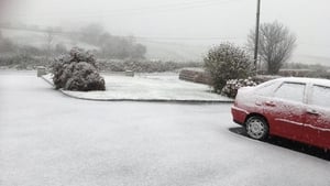 There were accumulations of snow on higher ground across counties Laois, Carlow and Kildare