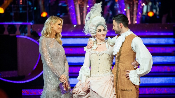 Michelle Visage with dance partner Giovanni Pernice and host Tess Daly - 