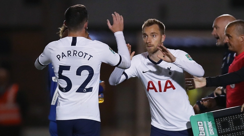 Parrott made his Spurs debut against Colchester in the League Cup