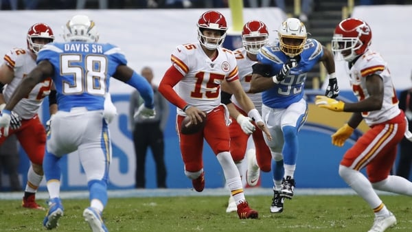 Patrick Mahomes rushed for 59 yards on five carries for the Kansas City Chiefs