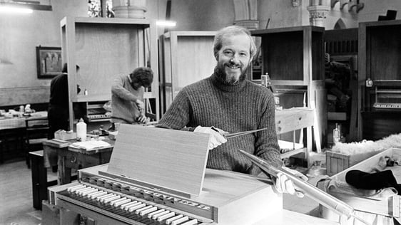 Organ builder Kenneth Jones in his Bray workshop (1979)