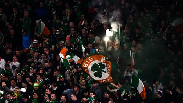 Republic of Ireland supporters in full cry against Denmark