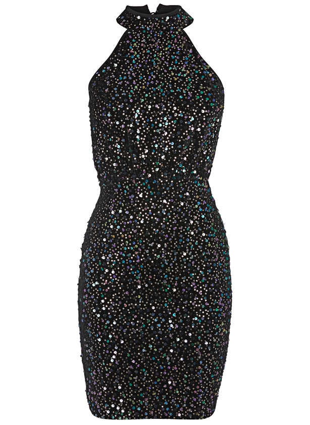 Lipsy Sequin Halterneck Dress