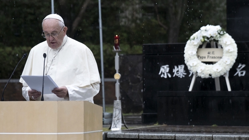 Francis was speaking at Nagasaki's Atomic Bomb Hypocentre Park, ground zero of the bomb the US dropped on 9 August 1945