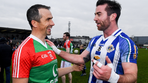 Michael Darragh Macauley (r) with Dessie Dolan, who played his last game for Garrycastle against Ballyboden