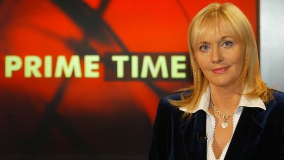 Miriam O'Callaghan on the set of 'Prime Time' 2003