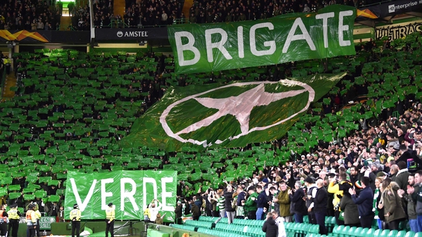 Celtic's 'Green Brigade' during the match against Lazio