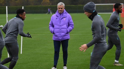 Mourinho takes training shortly after taking the Spurs job