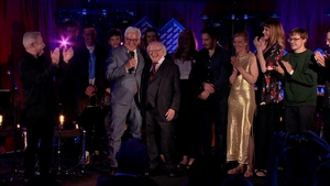 Germany H.E. President Frank-Walter Steinmeier and President Michael D. Higgins take the stage at Other Voices Berlin