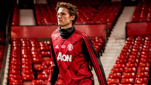 Luke Shaw behind Brandon Williams as Manchester United left-back