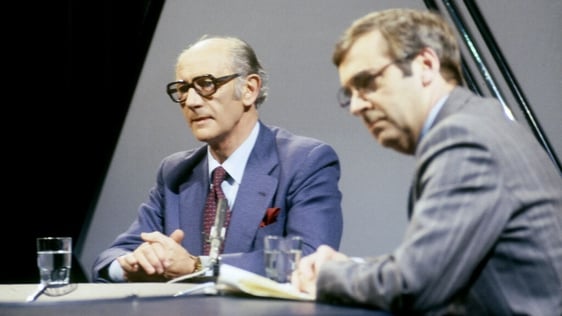 Jack Lynch and Brian Farrell in the 'Frontline' studio (1979)