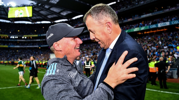 Jim Gavin embraces Dublin CEO John Costello after the 2019 All-Ireland final replay
