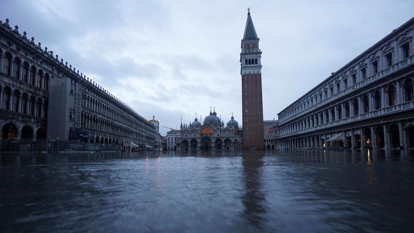 Flood water in St Mark's Square in Venice last month