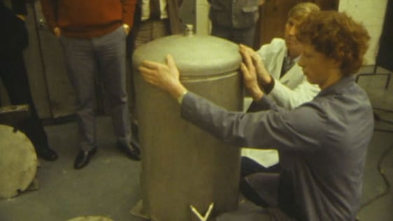 Time capsule being sealed in Digital factory, Galway (1984)
