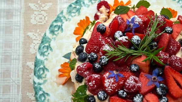 Catherine Fulvio's Hazelnut Meringue with Summer Berries from Tastes Like Home.