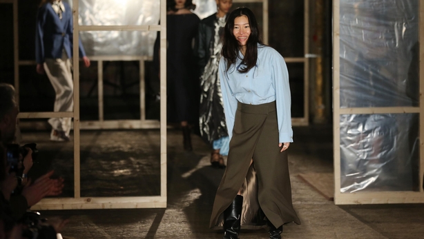 Designer Rejina Pyo takes a bow after her London Fashion Week show in February (Isabel Infantes/PA)