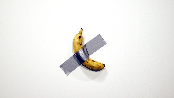 A replacement banana was taped to the wall about 15 minutes later