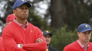 Captain Tiger Woods was part of the only US pair to claim a point
