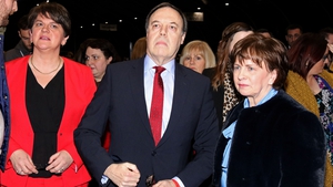 Nigel Dodds, pictured alongside his wife Diane and DUP leader Arlene Foster, had held the seat for 18 years