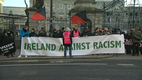 An anti-racism gathering outside the Dáil last December