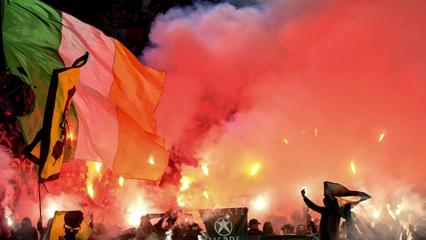 Celtic fans lit flares ahead of the Europa League clash in Rome