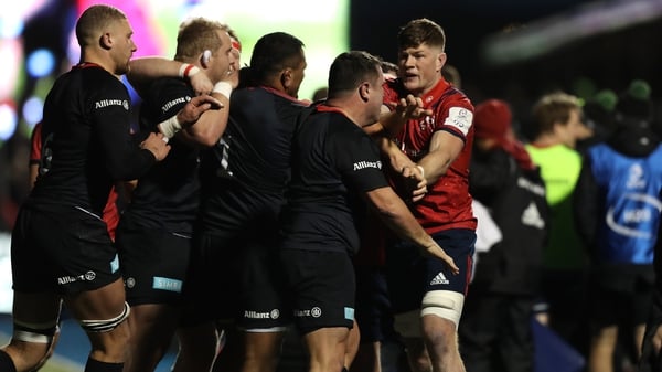 Munster and Saracens players scuffle at Allianz Park