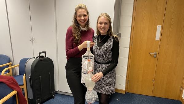 Hannah Grogan and Máire Keehan with their product, the Personal Patient Pack