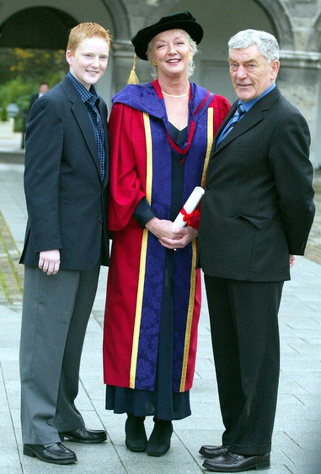 Marian Finucane with her son Jack Clarke and husband John Clarke during DIT Honorary Degrees at The Royal Hospital, Kilmainham in November 2002 (Photo: RollingNews.ie)