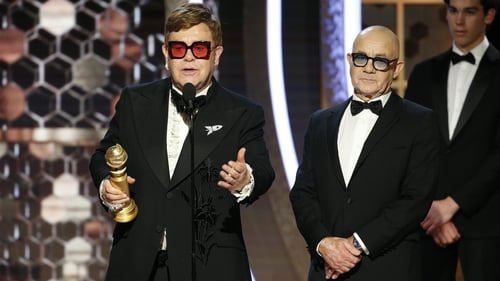 Elton John and his lyric-writer Bernie Taupin at the Golden Globes in January