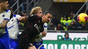 Zlatan Ibrahimovic in action against Sampdoria