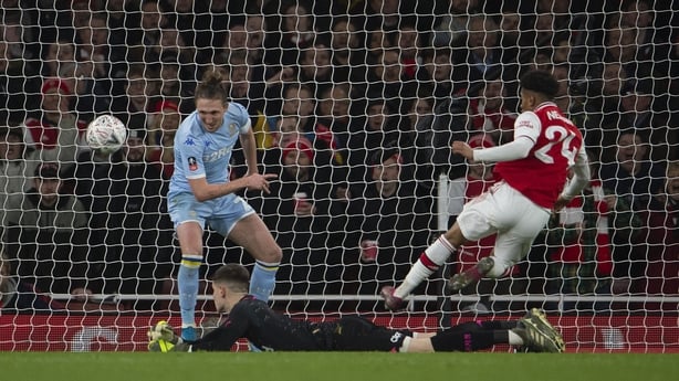 Reiss Nelson scores Arsenal's winner against Leeds