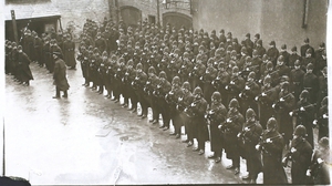 Members of the Royal Irish Constabulary being inspected before duty at the Derry by-election in 1913. Photo: Hulton Archive/Getty Images