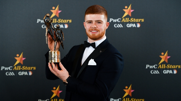 Tyrone footballer Cathal McShane with his 2019 PwC All-Star award