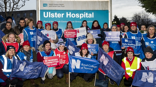 Nurses on strike outside the Ulster Hospital in Dundonald