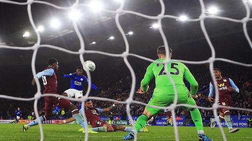 Kelechi Iheanacho scores against Aston Villa