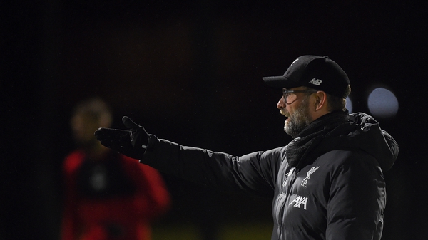 Jurgen Klopp calls the shots at a Liverpool training session: 