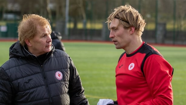 Sligo Rovers manager Liam Buckley (left) and Teemu Penninkangas