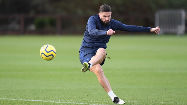 Olivier Giroud at Chelsea training